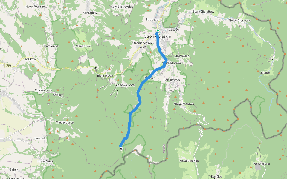Stronie - Kletno - Śnieżnik walking route map in Strachocin