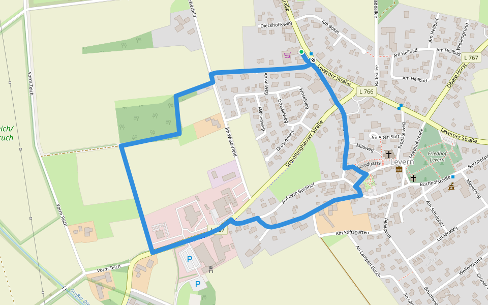 Rundweg Levern - Diekhoffs Busch walking route map in Stemwede