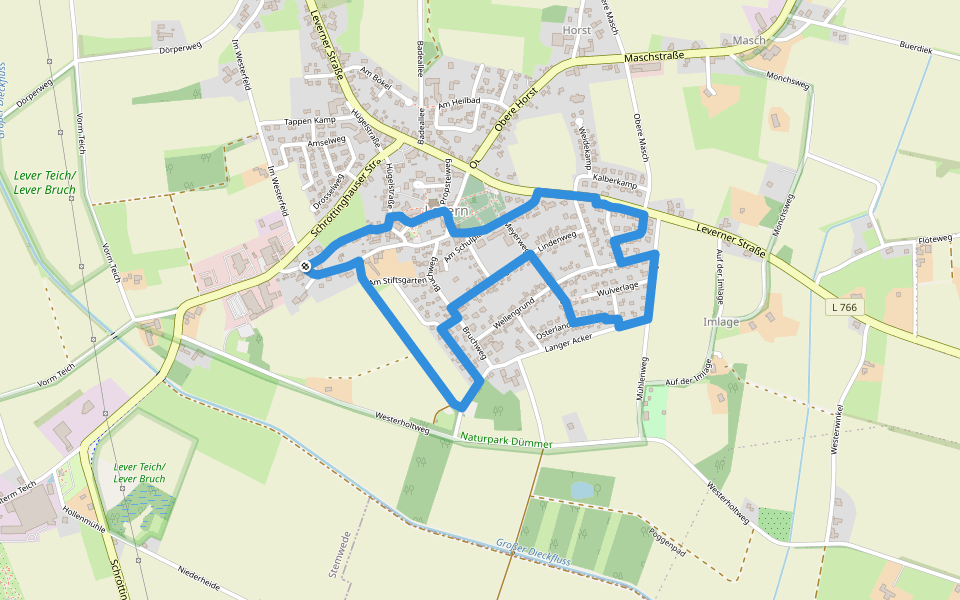 Leverner Südhang walking route map in Stemwede
