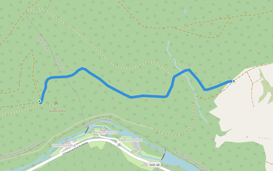 Schönbuchenweg-Abkürzung walking route map in Neunburg vorm Wald