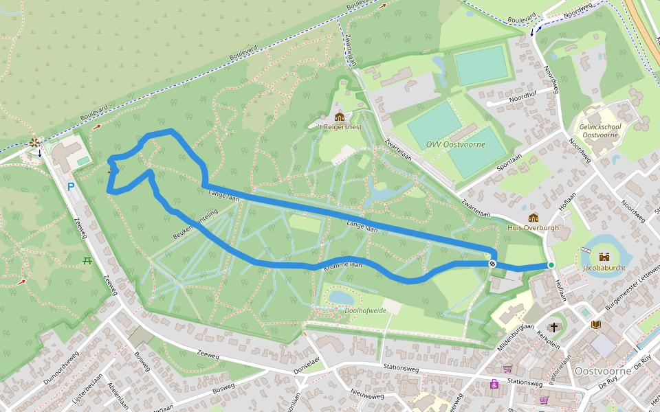Wielewaalroute walking route map in Oostvoorne