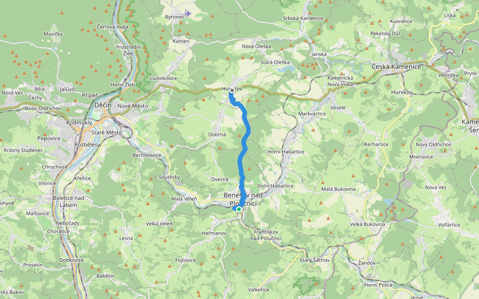 [Ž] Benešov nad Ploučnicí - Huntířov walking route map in Benešov nad Ploučnicí