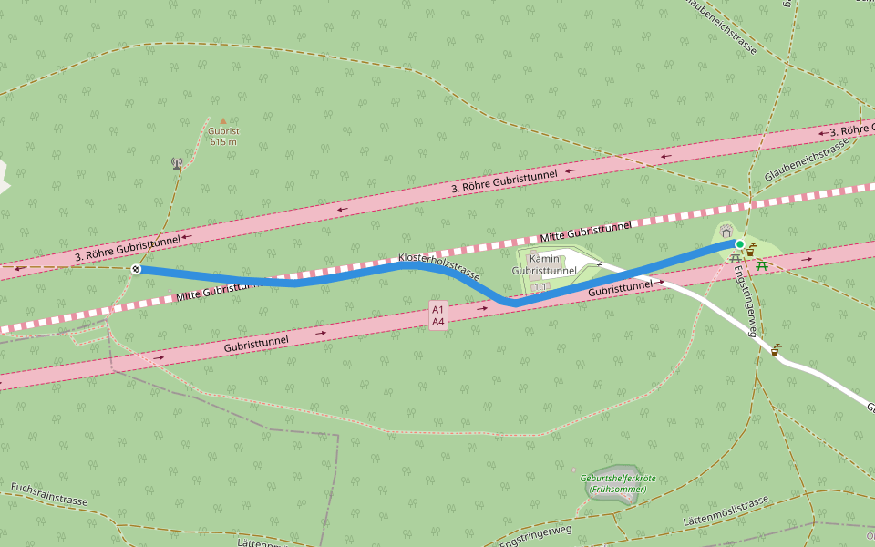 Gubrist - Glaubeneich walking route map in Unterengstringen