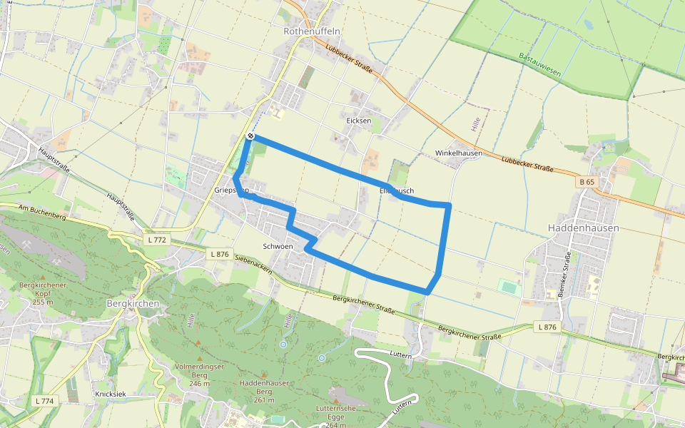 A7 Hille-Rothenuffeln walking route map in Hille