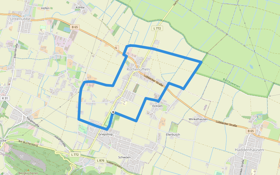 A8 Hille-Rothenuffeln walking route map in Hille
