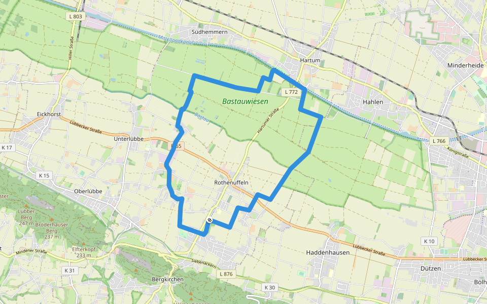 A10 Hille-Rothenuffeln walking route map in Hille