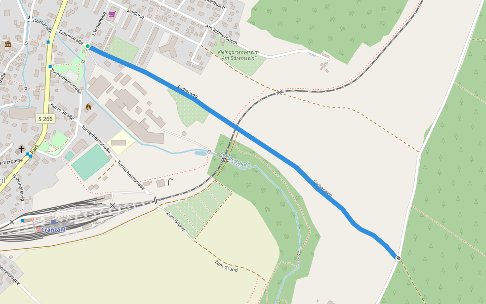 Ww Cranzahl Ortsmitte - Anschluß Bärenstein-Königswalde walking route map in Sehmatal