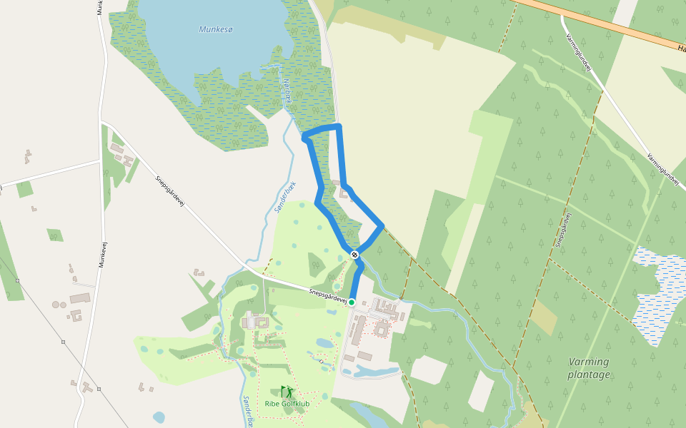 Munkesø walking route map in Ribe
