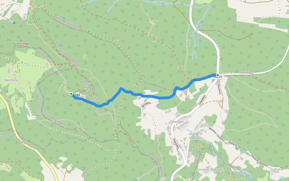 Turmweg (Daxstein) walking route map in Sonnenwald