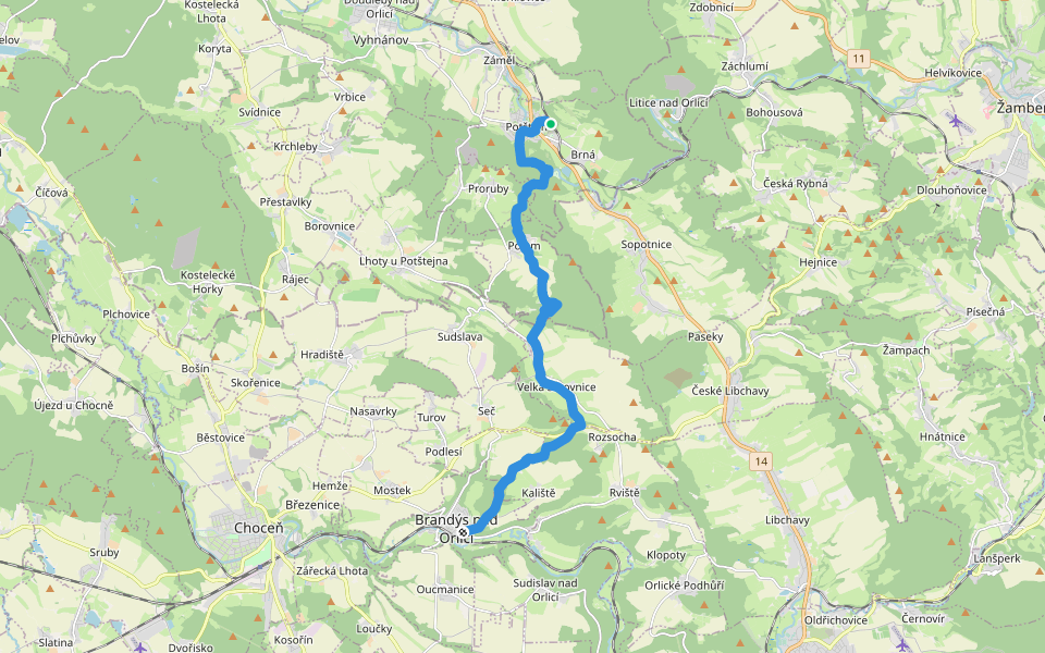 [Z] Brandýs n. O. - Potštejn walking route map in Potštejn