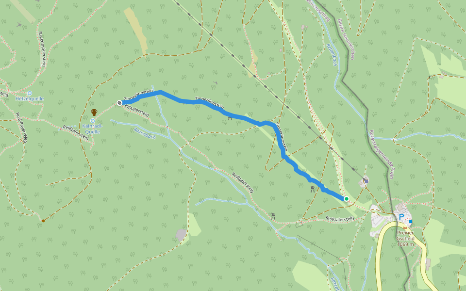 Zipperlingsteig 826 walking route map in Raxen