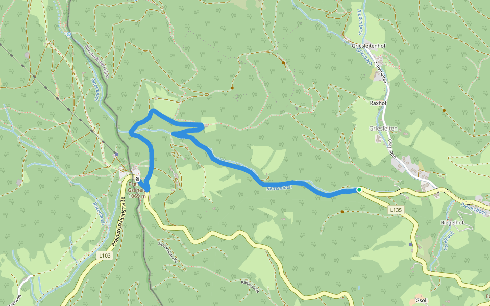 Rettenbachgraben - Preiner Gscheid walking route map in Prein an der Rax