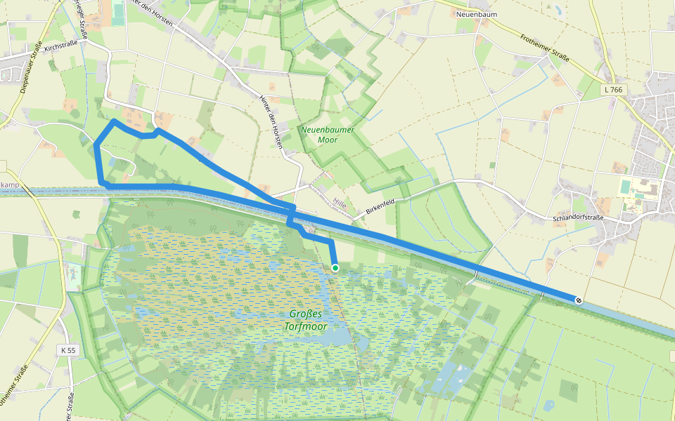 A1 Hille-Torfmoor walking route map in Hille