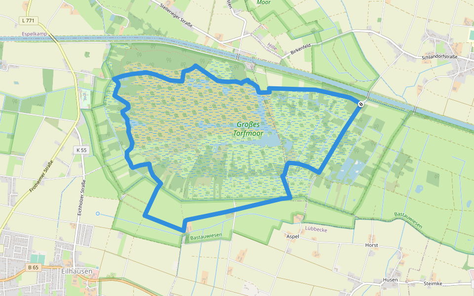 A2 Hille-Torfmoor walking route map in Hille