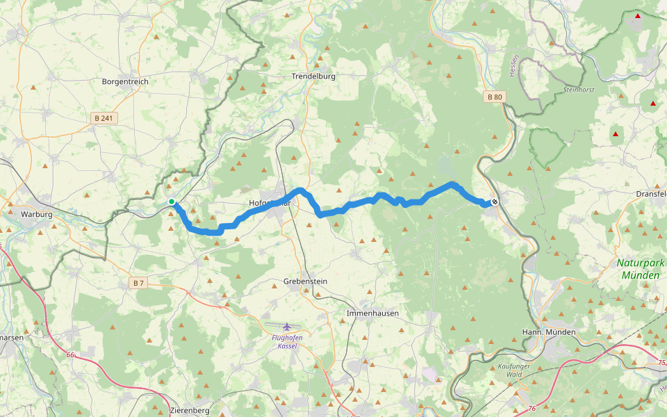 Liebenau - Veckerhagen walking route map in Liebenau