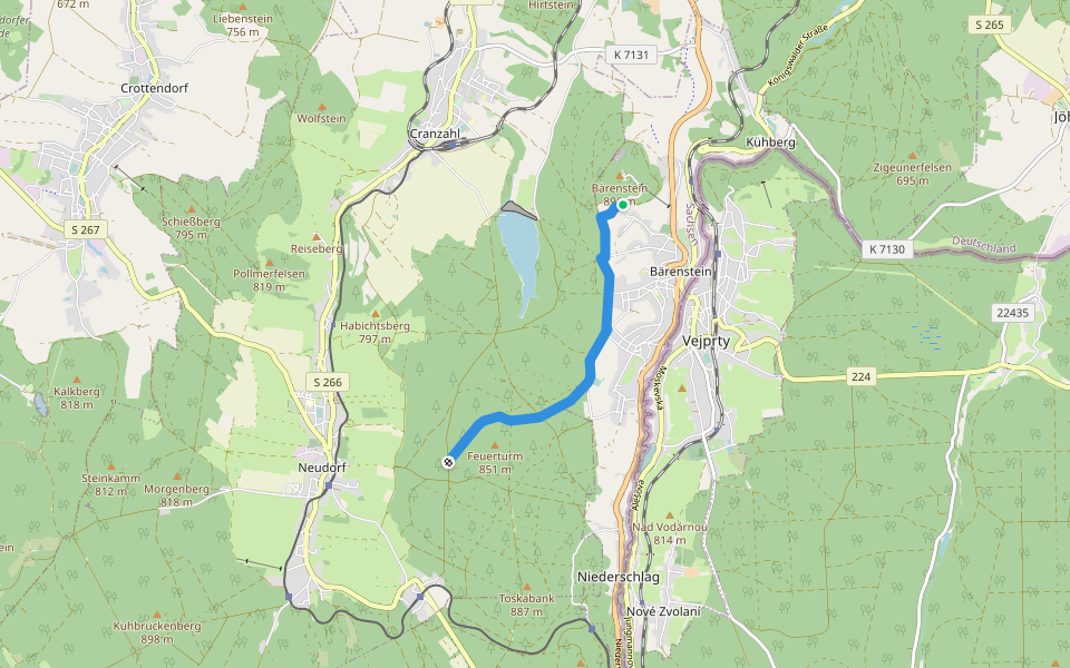 Ww Bärenstein, Parkplatz am Fuße des Berges-Richtung Kretscham-Rothensehma walking route map in Bärenstein