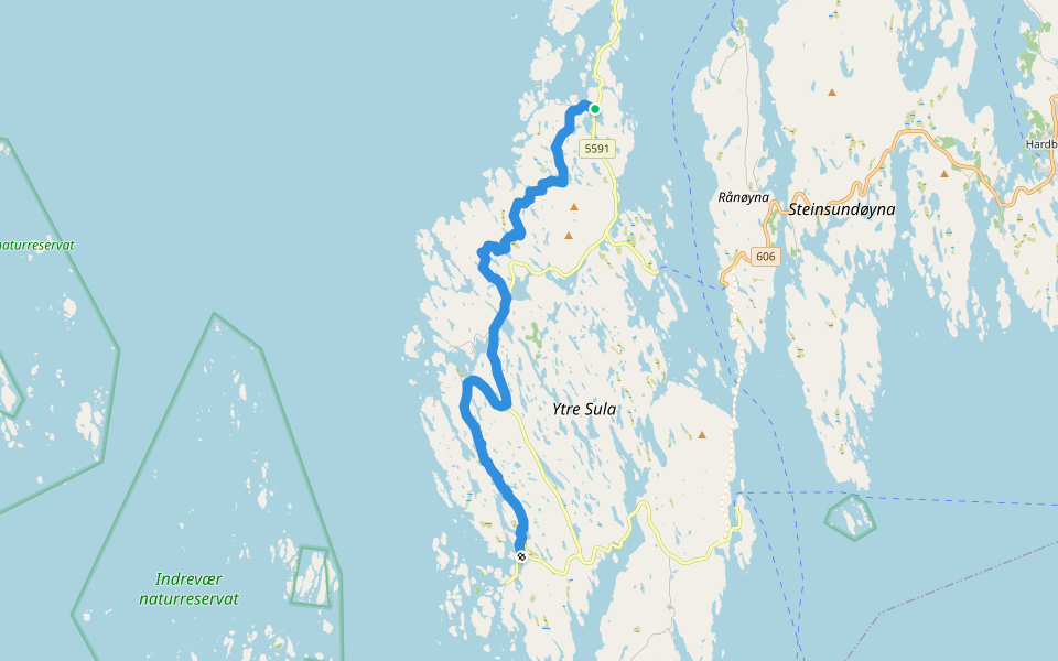 Nordsjøløypa Ytre Sula walking route map in Ytrøygrend
