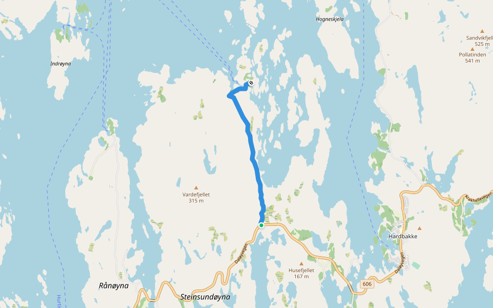 Nordsjøløypa Steinsundøy walking route map in Hardbakke