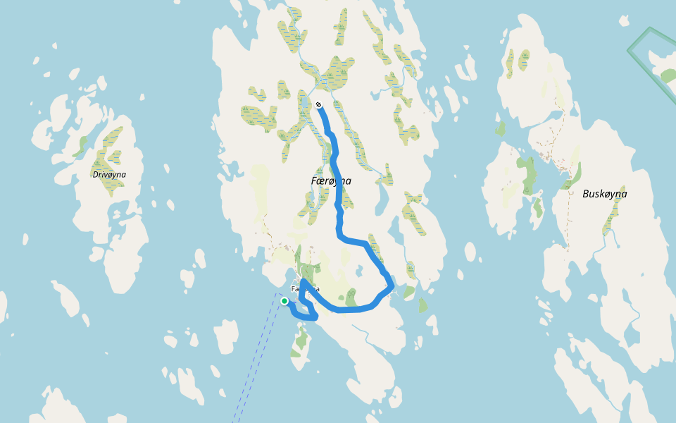Nordsjøløypa Færøy walking route map in Færøyna