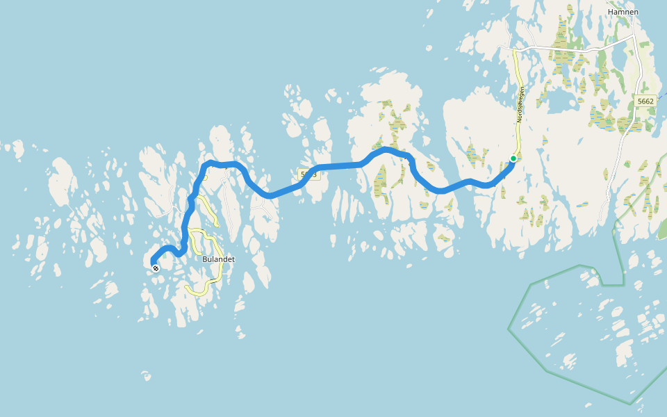 Nordsjøløypa Bulandet walking route map in Værlandet