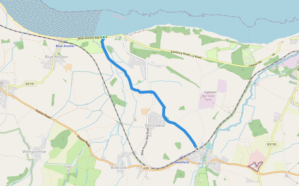 Monk's Path to Home Farm Blue Anchor walking route map in Blue Anchor