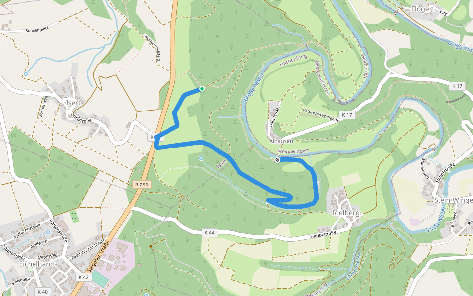 Westerwaldsteig Umgehung Alpiner Steig (Etappe 10, Limbach–Marienthal) walking route map in Isert