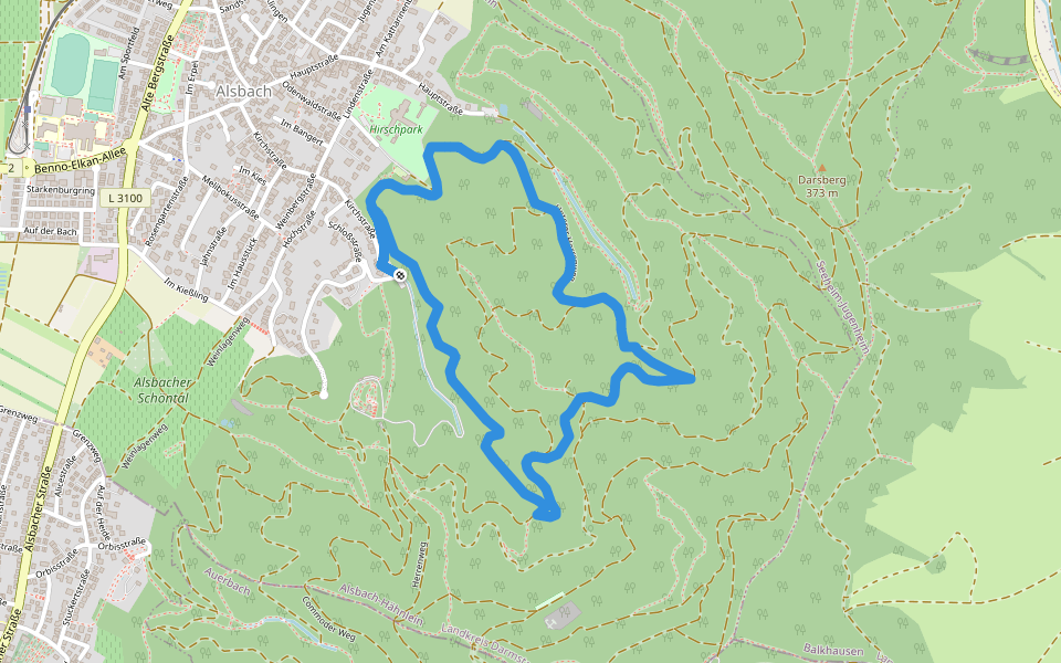 Rundwanderweg Alsbach-Hähnlein Herzog-Ulrich-Ruhe 1: Haimonskinder-Weg walking route map in Alsbach-Hähnlein
