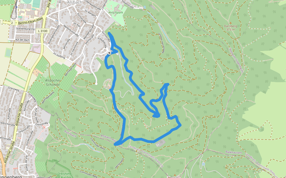 Rundwanderweg Alsbach-Hähnlein Herzog-Ulrich-Ruhe 4: Hoboken-Weg walking route map in Alsbach-Hähnlein
