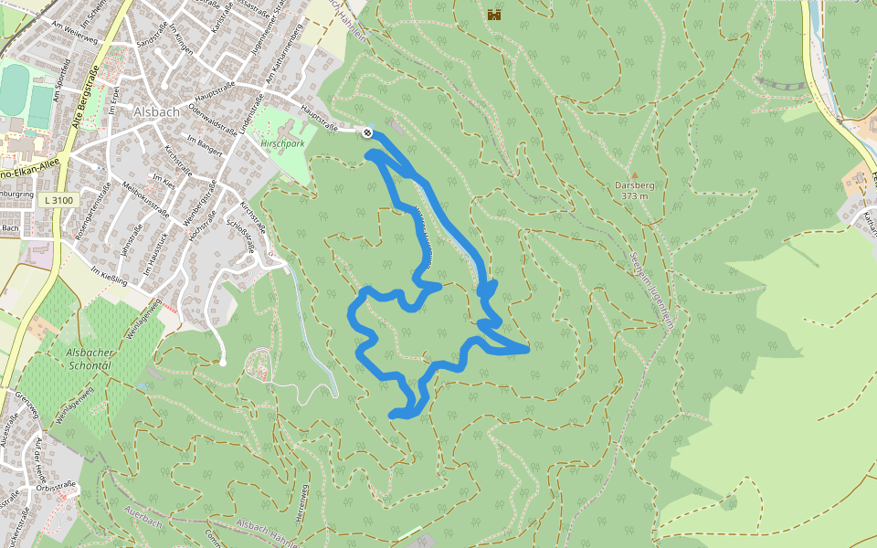 Rundwanderweg Alsbach-Hähnlein Sperbergrund 7: Geißbergkopf-Weg walking route map in Alsbach-Hähnlein