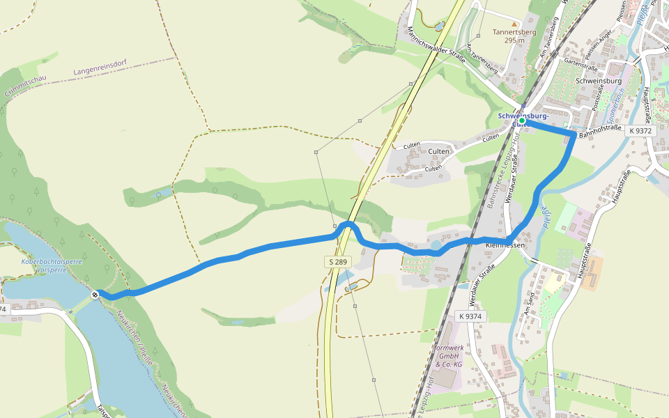 Neukirchen/Pleiße-Koberbachtalsperre walking route map in Neukirchen/Pleiße
