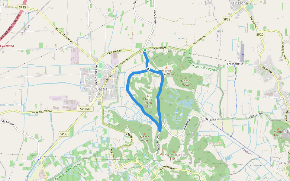 Sentiero Rosa dei Colli walking route map in Fornasetta