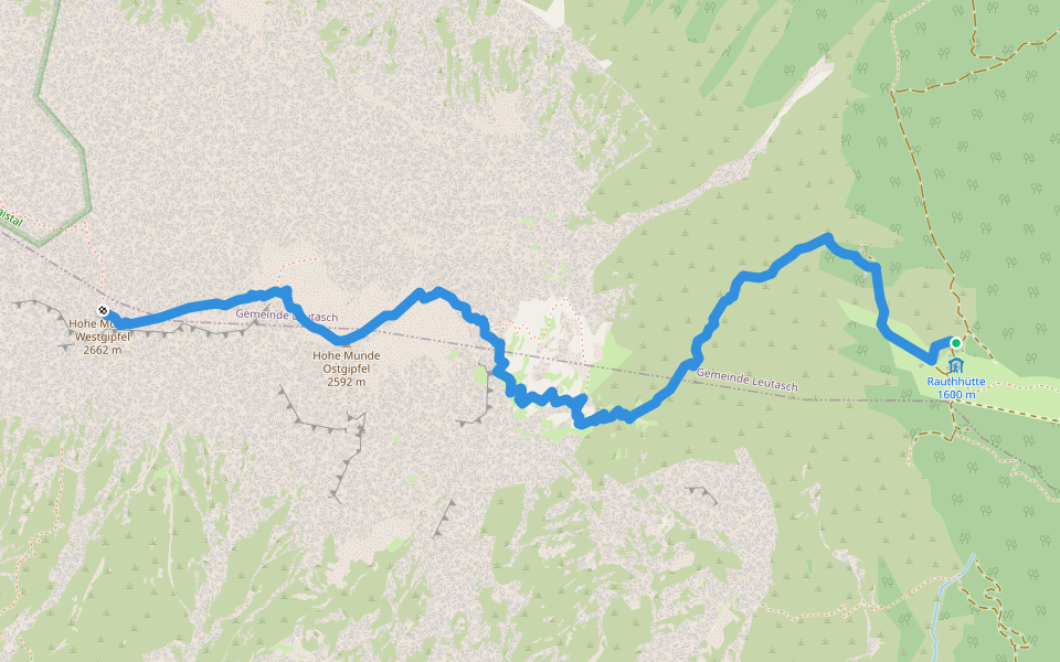 Hohe Munde walking route map in Leutasch