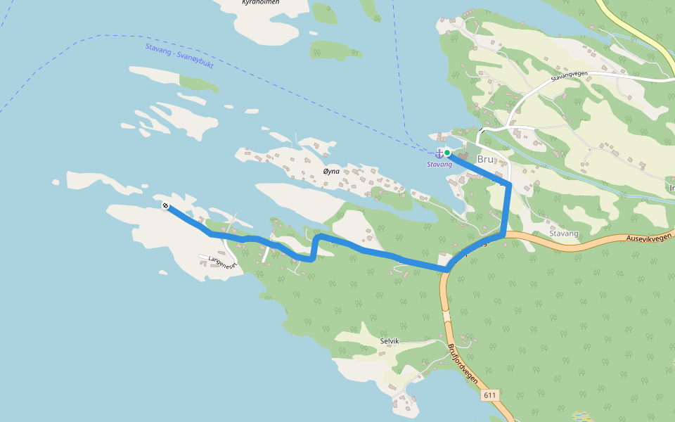 Stavang–Langeneset walking route map in Stavang