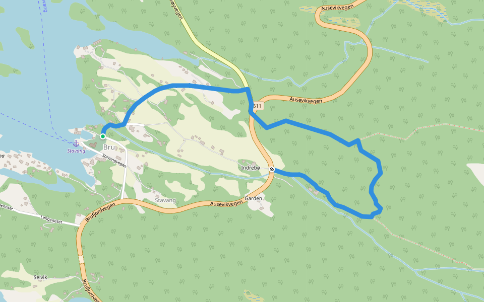 Stavang–Åsen walking route map in Stavang
