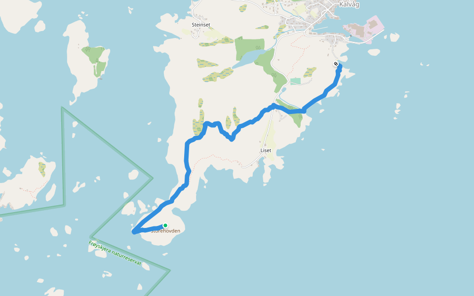 Nordsjøløypa Kalvåg–Storehovden walking route map in Kalvåg