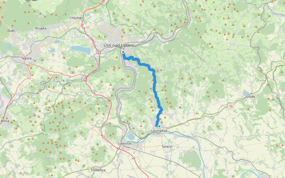 [Č] Litoměřice - Střekov (žst.) walking route map in Litomerice