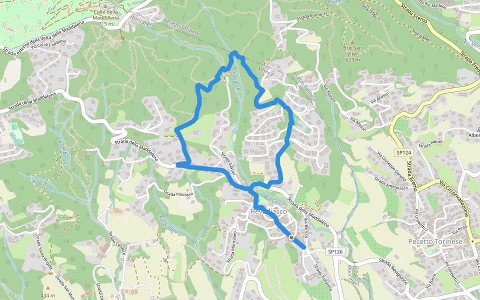Anello del Redentore walking route map in Revigliasco