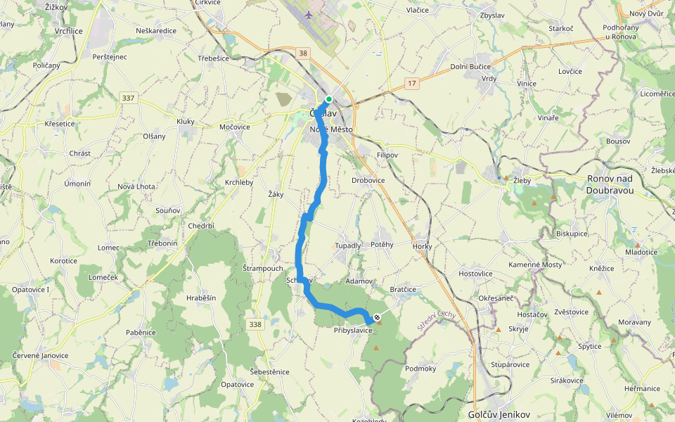 [Z] Čáslav - Pod Tisou skálou walking route map in Čáslav