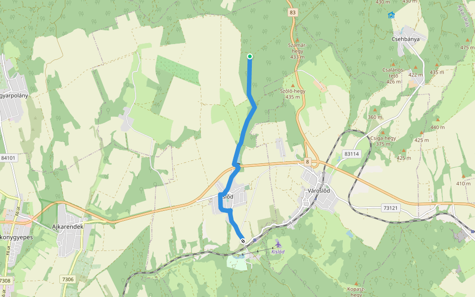 K+ (Kislőd – Z+) walking route map in Kislőd
