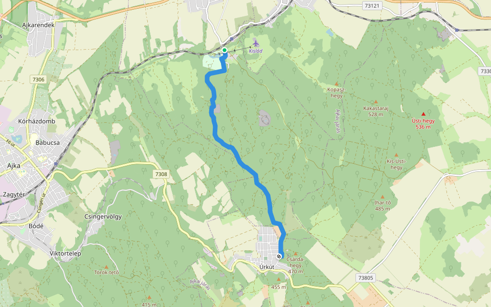 KT (Kislőd – Úrkút) walking route map in Kislőd