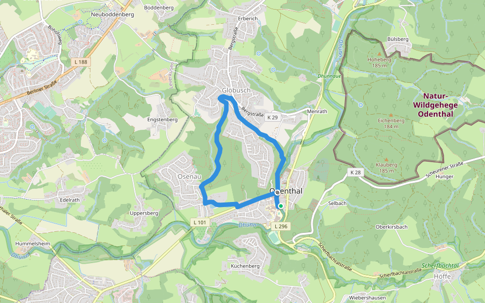 Odenthal Rundweg A1 walking route map in Odenthal
