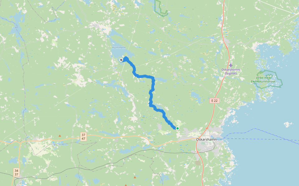 Ostkustleden Etapp 1 Lilla Hycklinge - Nynäs walking route map in Oskarshamn