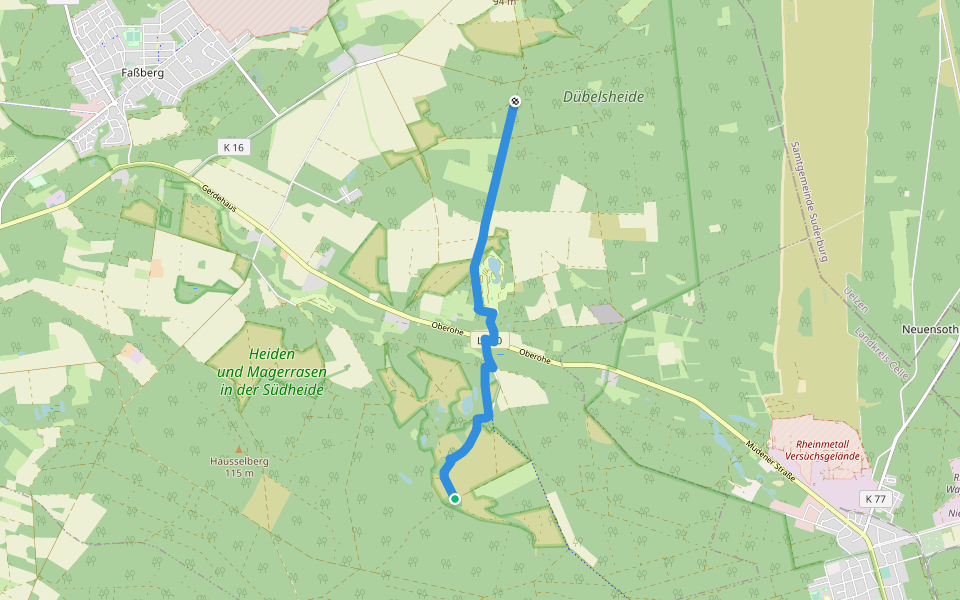 Heidschnuckenweg, Zugangsweg Oberohe walking route map in Faßberg