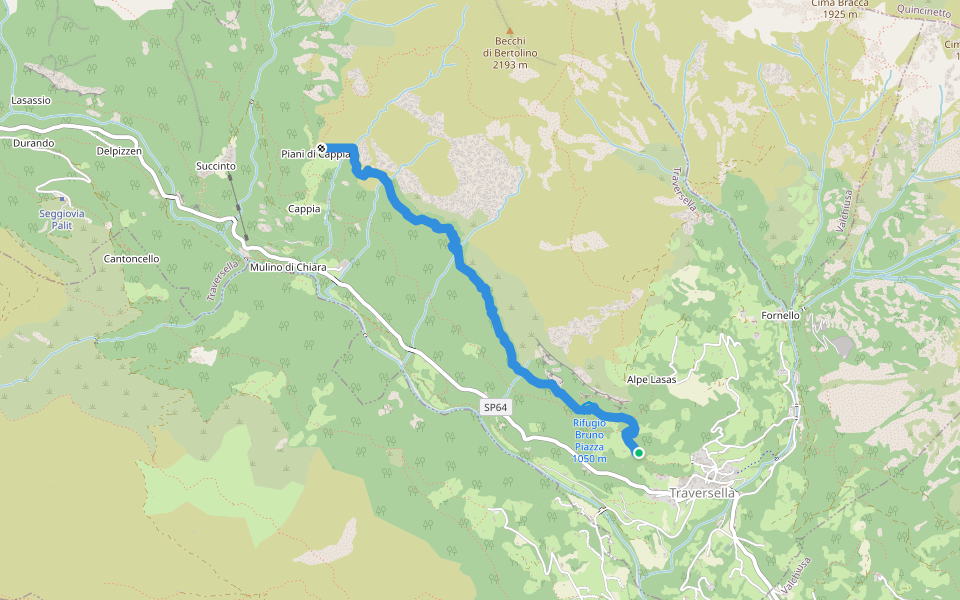 Sentiero delle Anime walking route map in Traversella