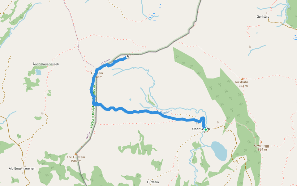 Oberseewen - Fürstein walking route map in Sarnen