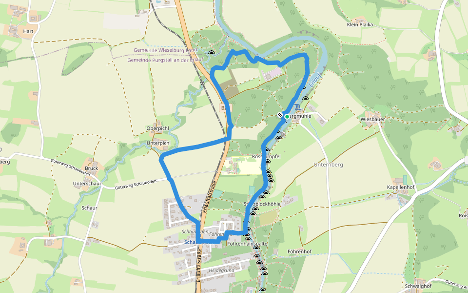 Weg des Friedens walking route map in Purgstall an der Erlauf