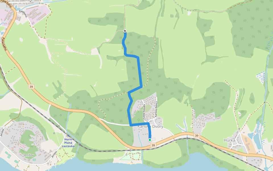 {Ž} Karlovy Dvory - Pod Oříkem walking route map in Horní Planá