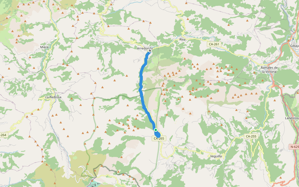 PR-S-14 Camino del Val del Asón (Nacimiento del río Asón) walking route map in La Gándara