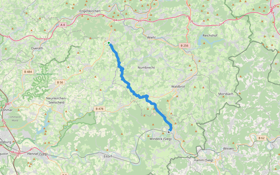 [X28] Graf-Engelbert-Weg (Drabenderhöhe-Schladern) walking route map in Wiehl