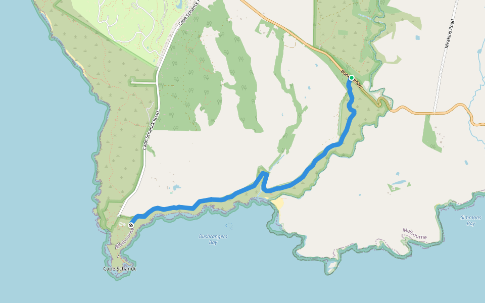 Bushrangers Bay Walking Track walking route map in Cape Schanck